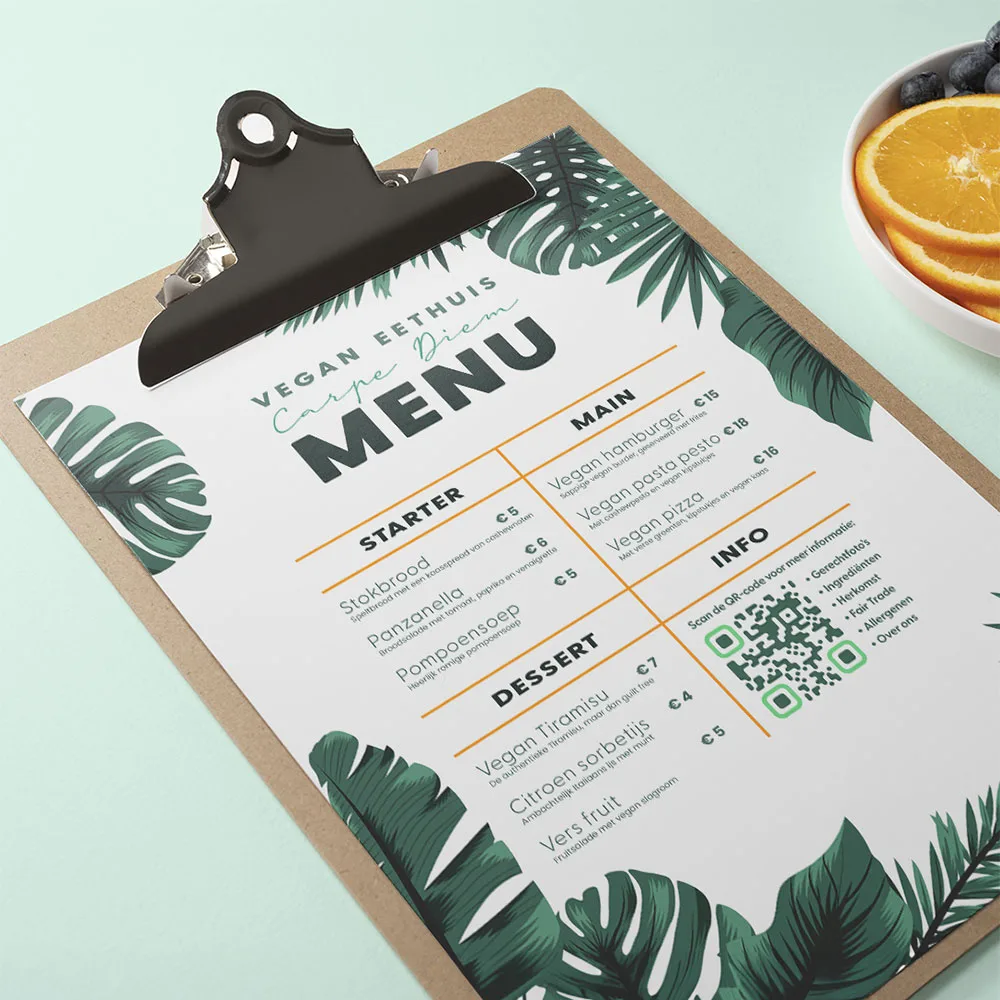 Menukaart met QR-Code