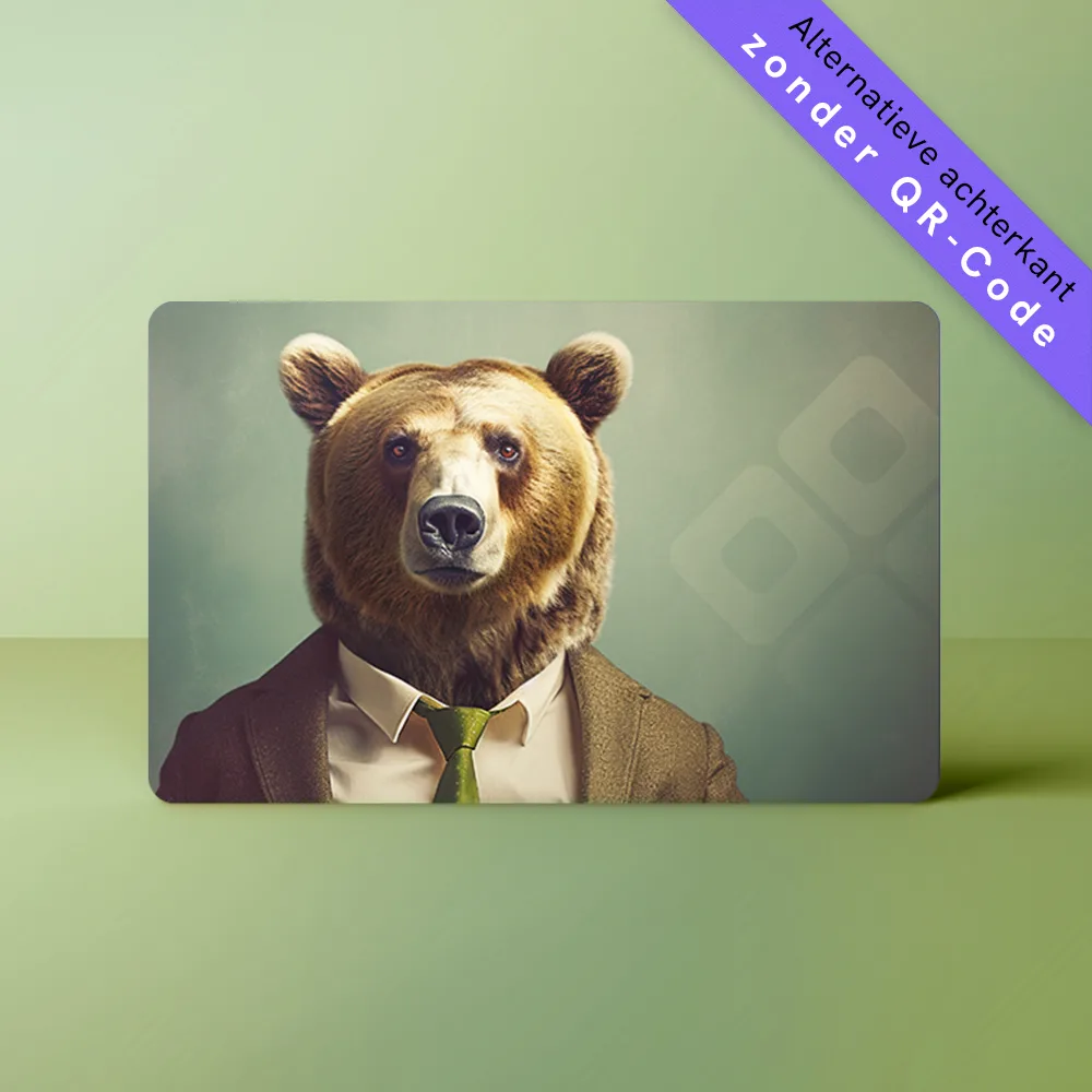 NFC Visitekaart Animals inc. – Beer — de achterkant, zonder QR-code