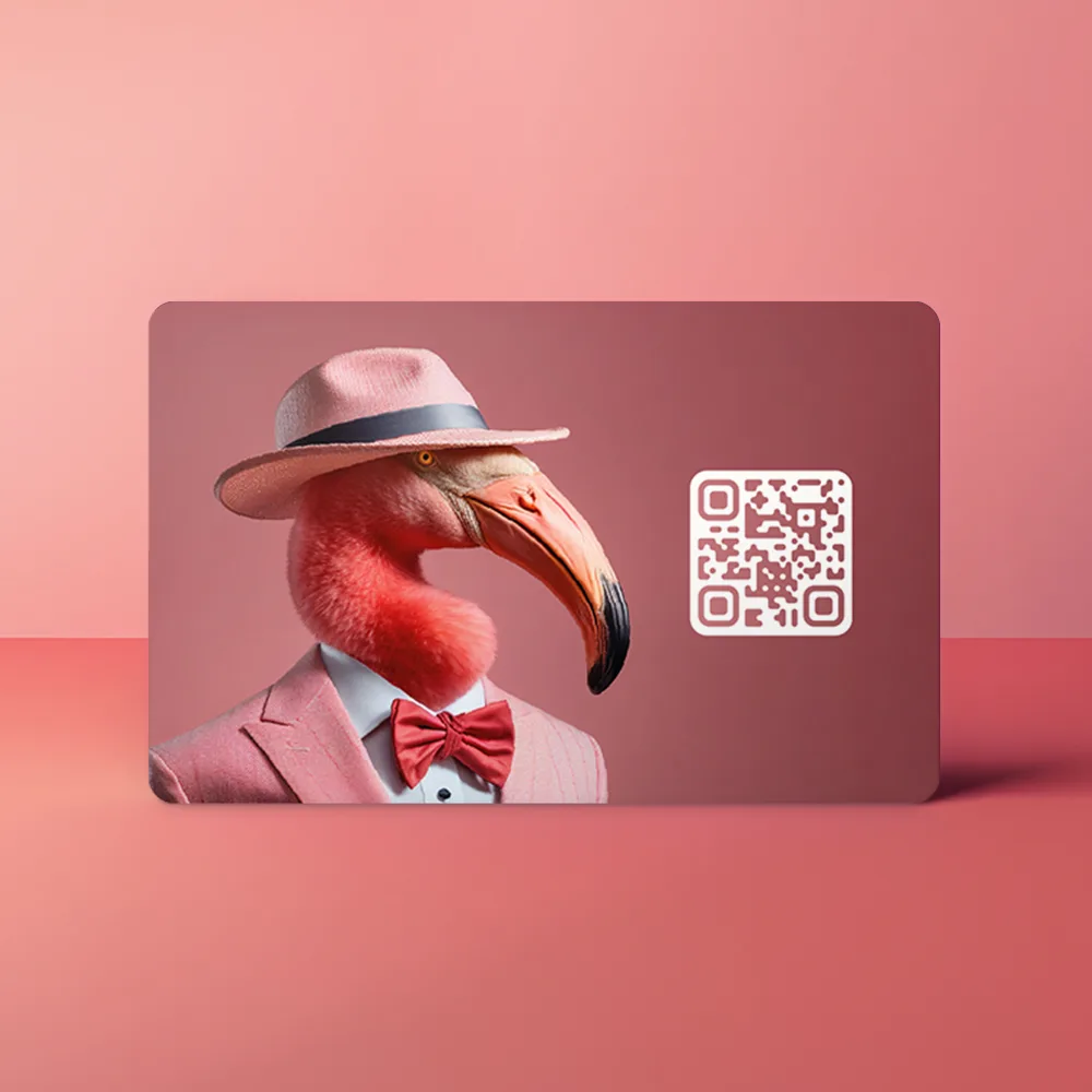 NFC Visitekaart Animals inc. – Flamingo — de achterkant