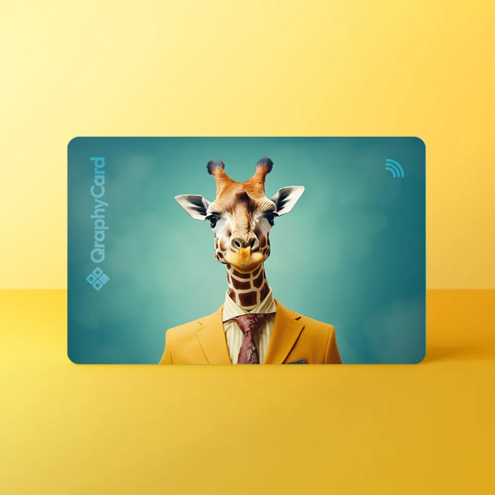 NFC Visitekaart Animals inc. – Giraffe — de voorkant