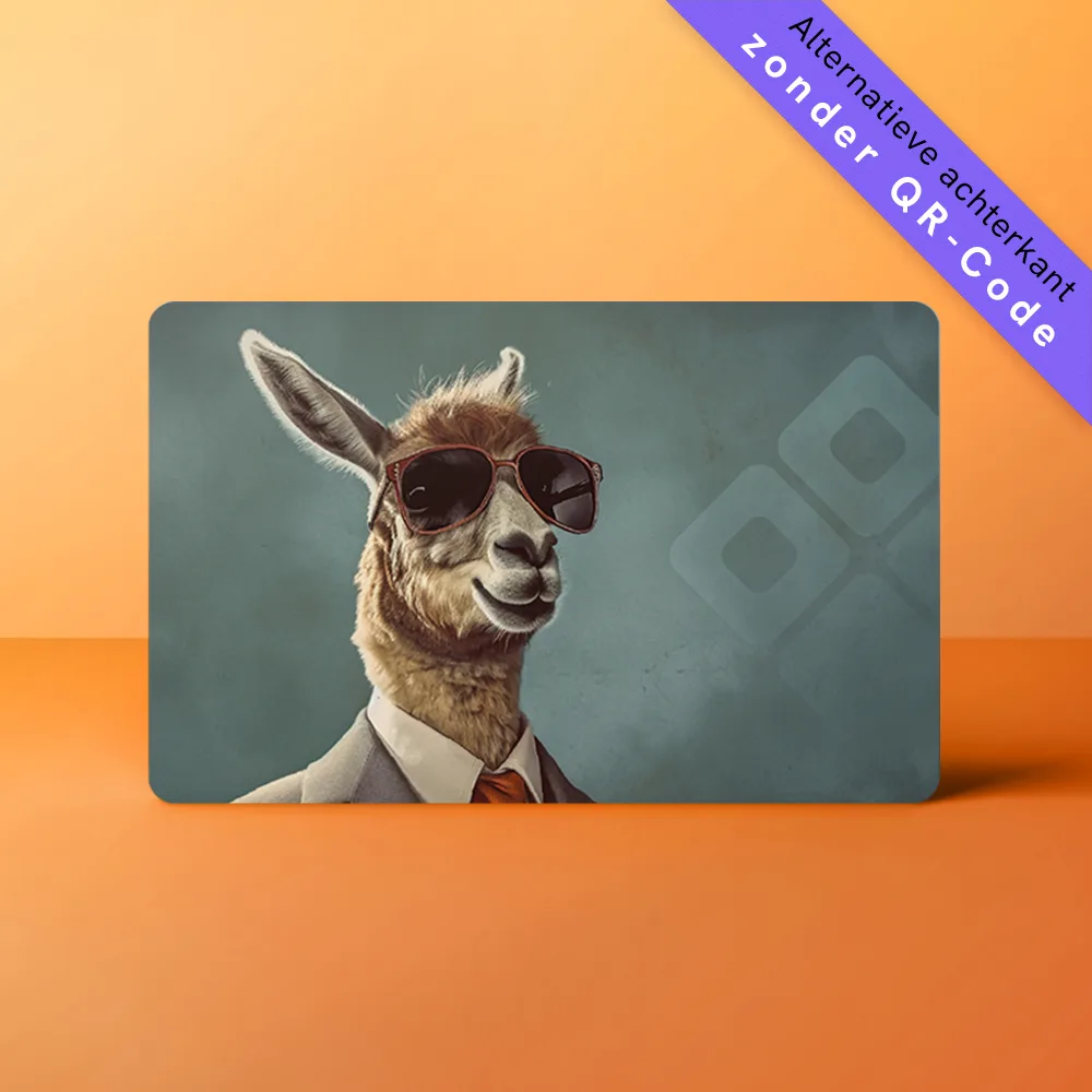 NFC Visitekaart Animals inc. – Lama — de achterkant, zonder QR-code