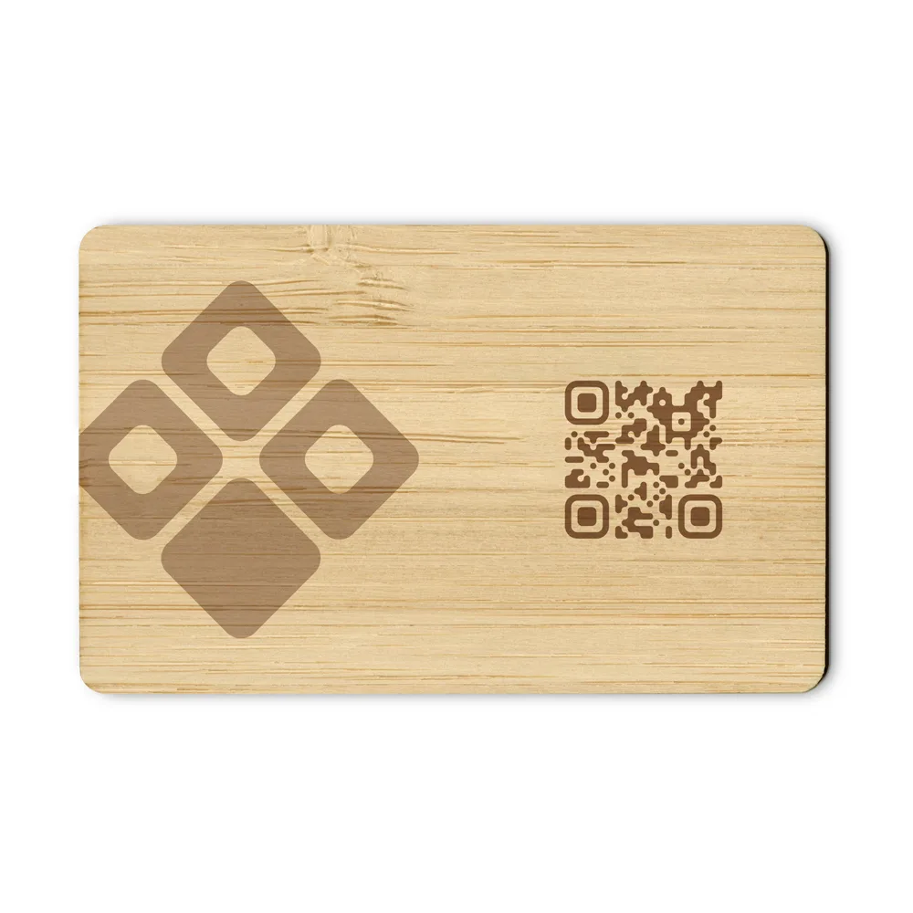Houten Visitekaartje - NFC én QR-Code - Bruin — de achterkant