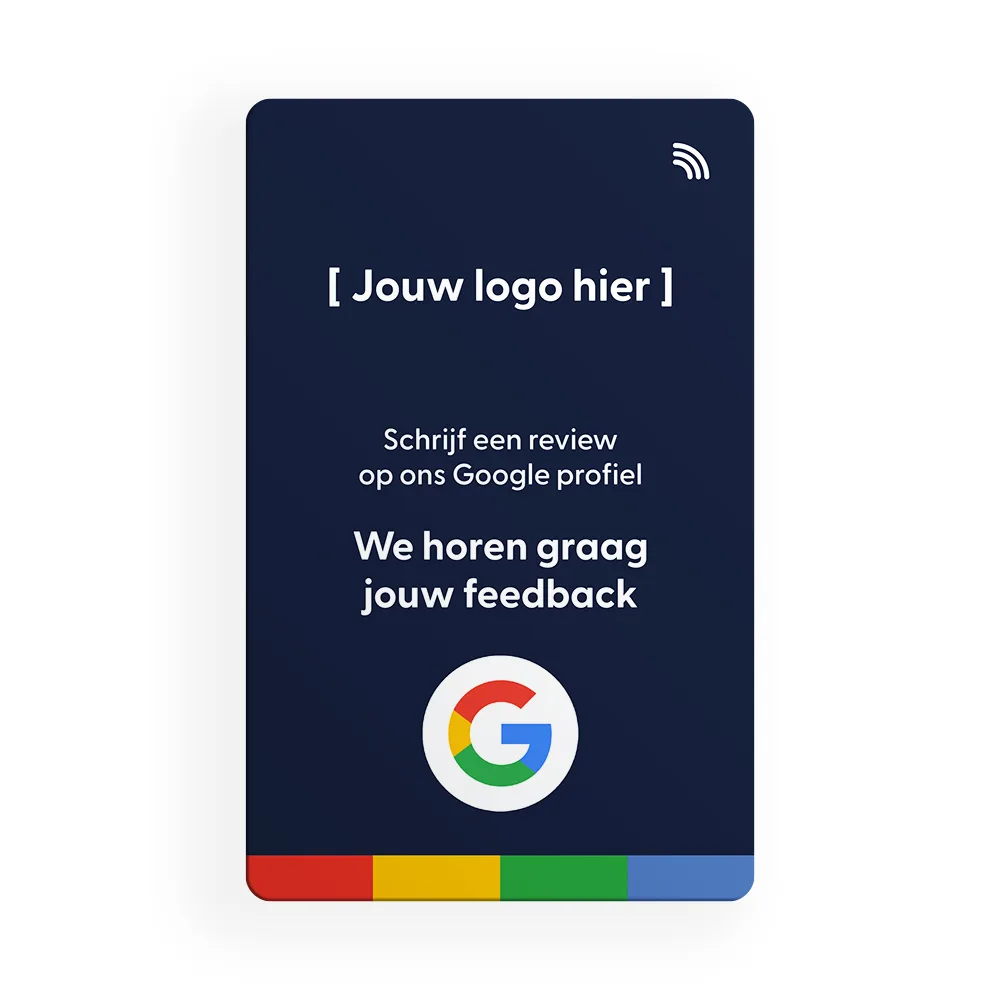Google Review kaart – Donkerblauw – Eigen Logo