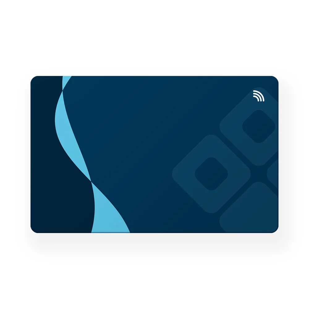 NFC Visitekaart – Blue Swirl – Gepersonaliseerd — de voorkant