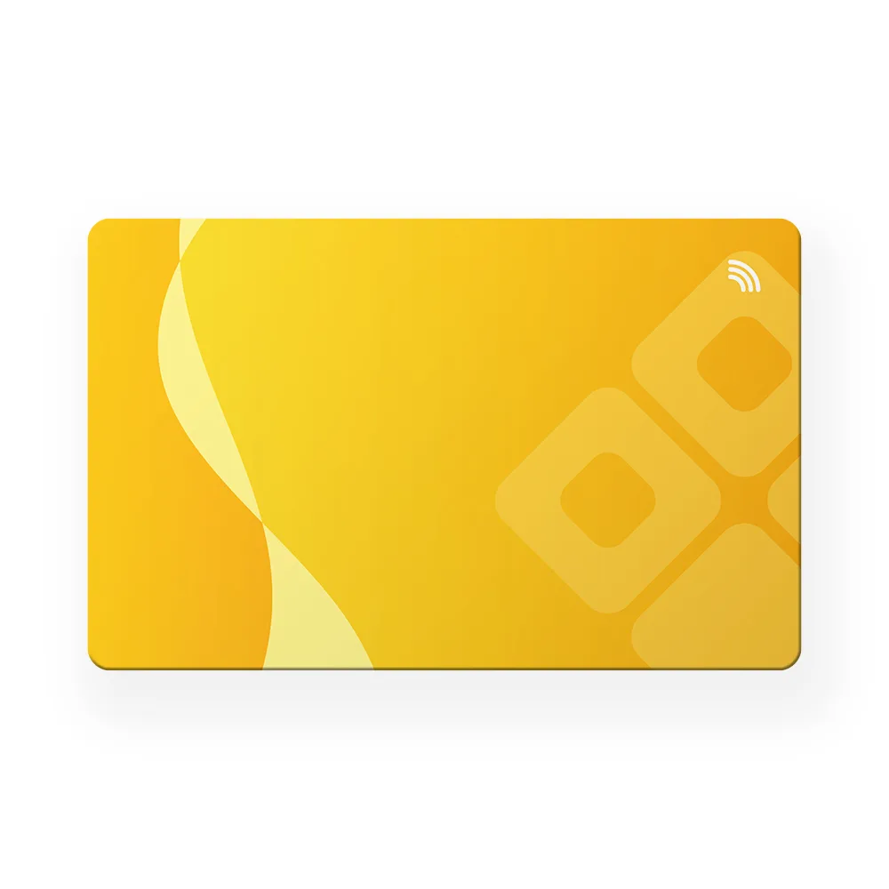 NFC Visitekaart – Gele Swirl – Gepersonaliseerd — de voorkant