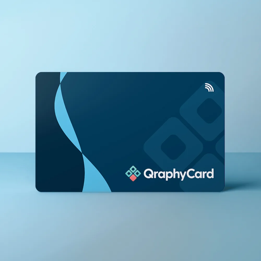 NFC Visitekaart Blauwe Swirl — de voorkant